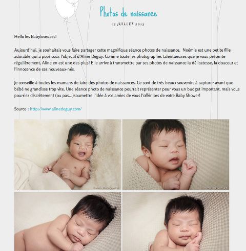 Votre bébé dans votre journal!