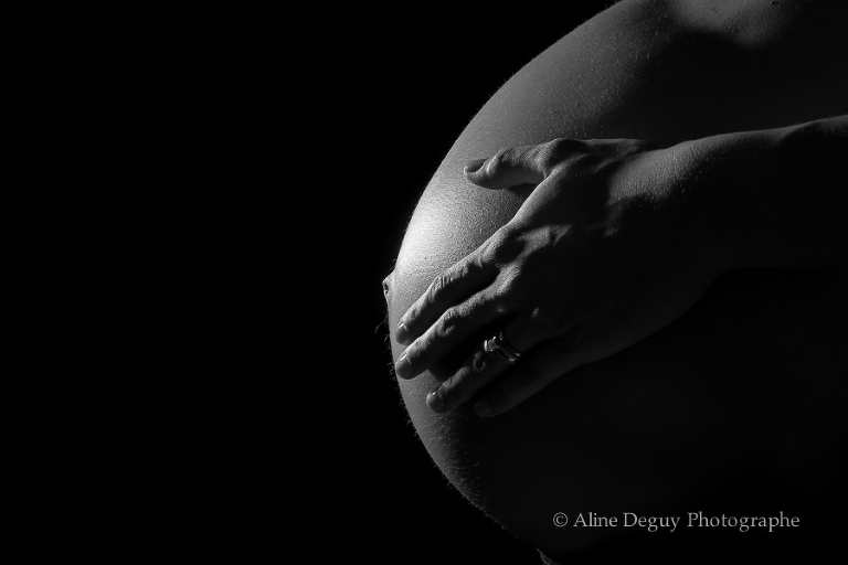 Photo, ventre rond, grossesse, Noir et blanc