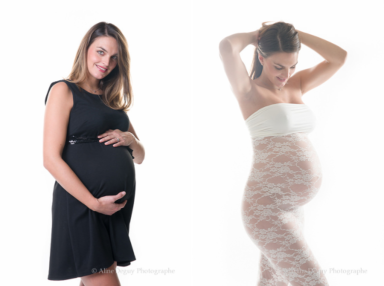 Photo, femme enceinte, Studio, Aline deguy, 91, 92, 93, 94, 95, 77, 78, 60, robe dentelle zazadamour