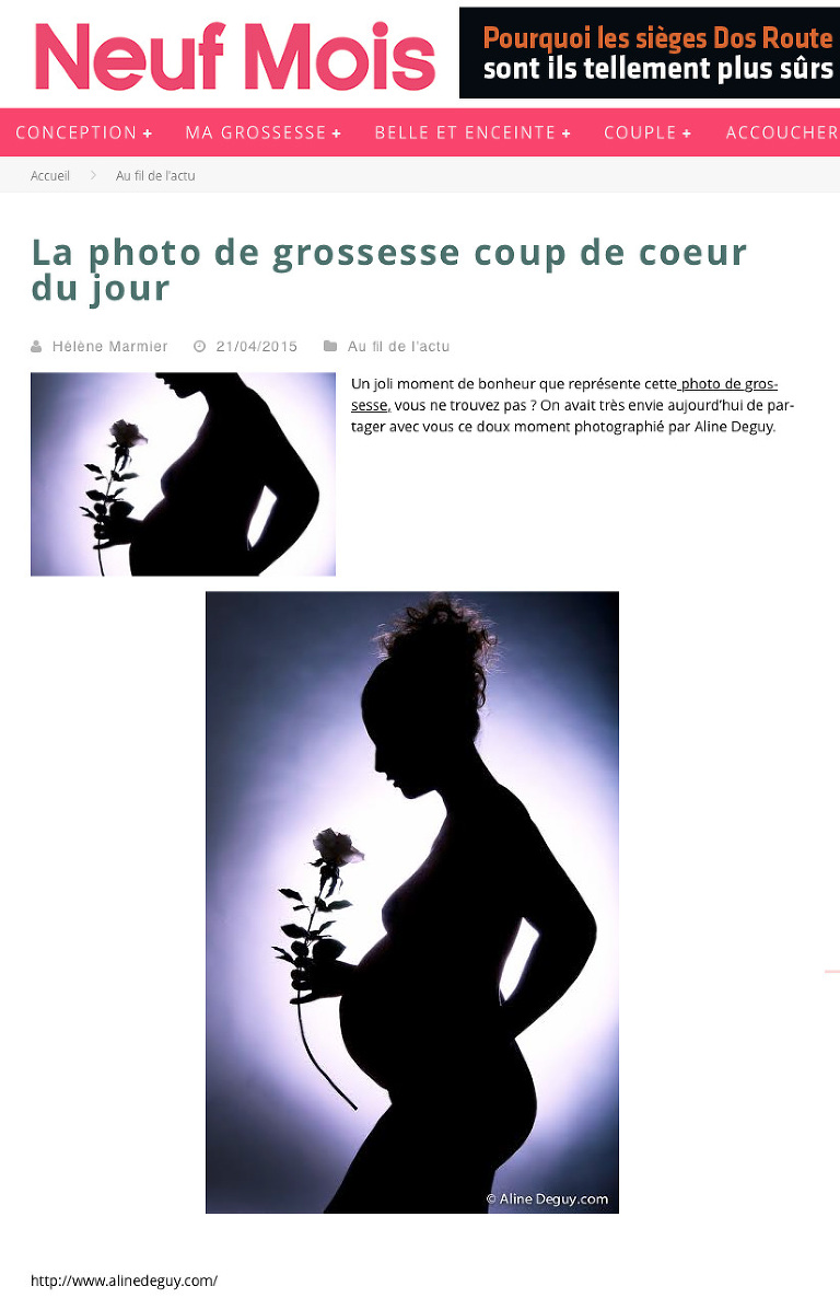 publication, presse, site internet, grossesse, femme enceinte, Aline Deguy, Photographe, Photo, Paris, magazine, bébé, femme, studio, image