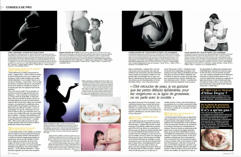 magazine, presse, publication, photographe, Aline Deguy, Paris, photographe professionnelle, femme enceinte, article, photo, images, grossesse, future maman, couple, nu artistique, studio, famille