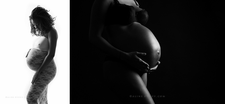 Séance photo, femme enceinte, nu, lingerie, sexy, studio, Aline Deguy