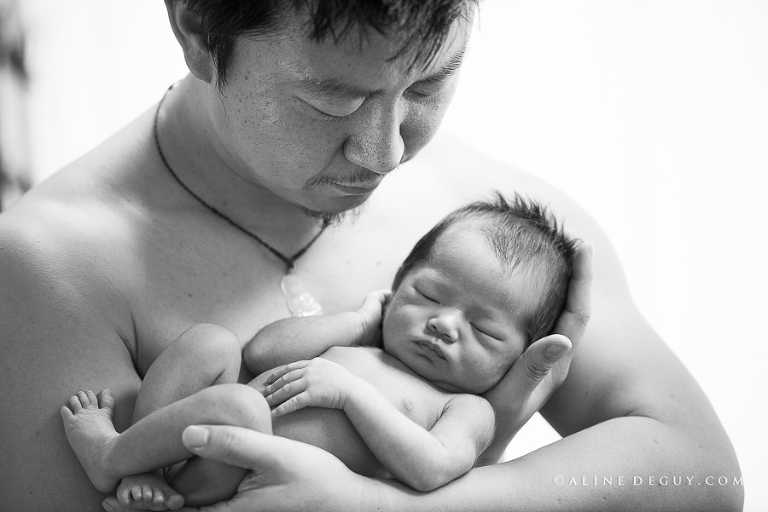 Photographe, père, enfant, bébé, naissance