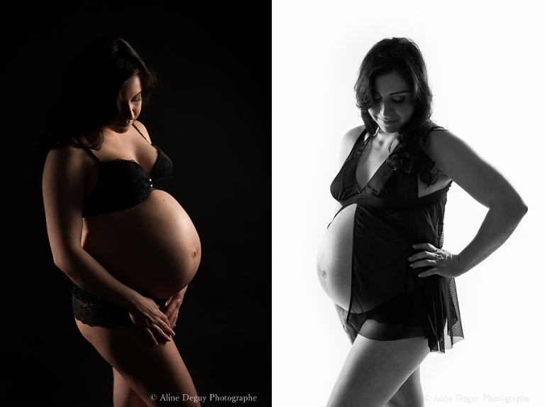 Photo, femme enceinte, grossesse, lingerie, sexy, nu artistique