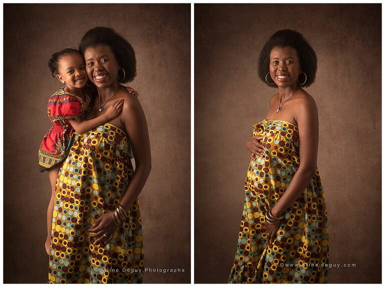 SHOOTING GROSSESSE PARIS, photographe femme enceinte, studio photo saint cloud, studio photo 92, femme noire enceinte, photos de famille métisse 